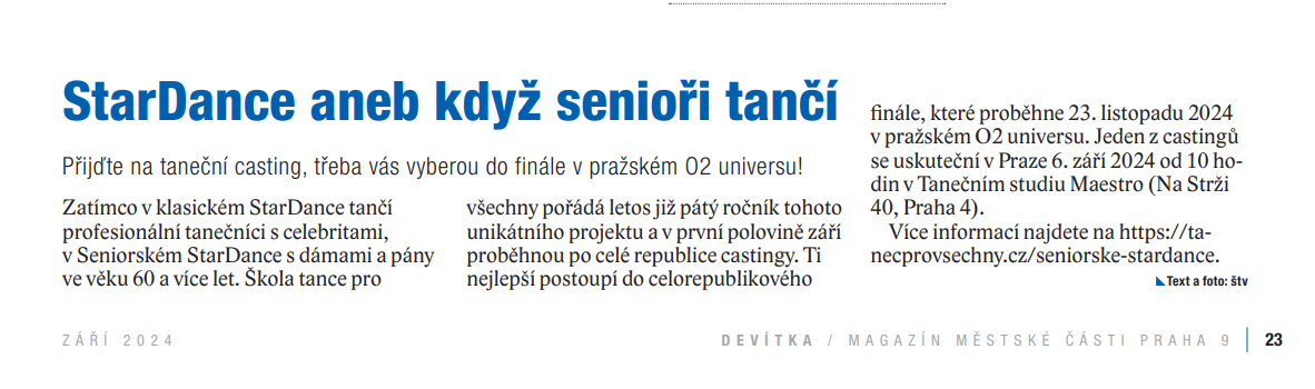 Seniorské StarDance v tisku